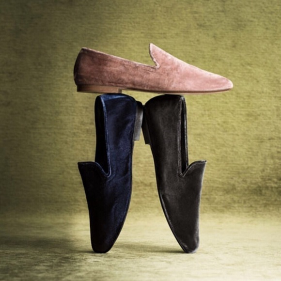 Vince Bray Blue Velvet Smoking Loafer Flats 6 - Picture 2 of 8